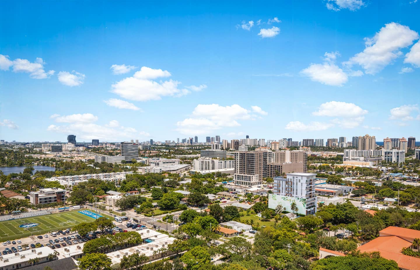 Aerial view of Eden Residences in the Aventura neighborhood